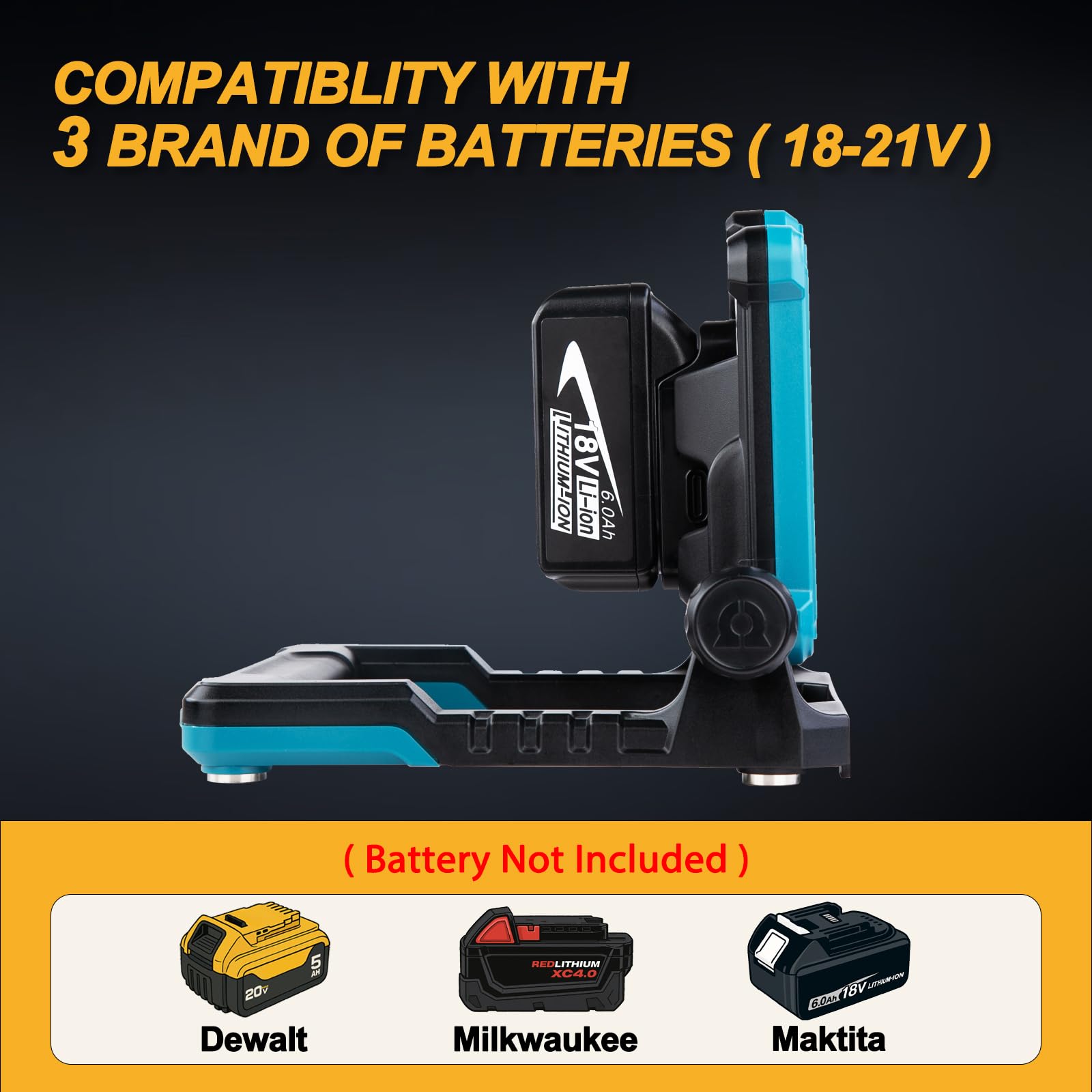 DAYATECH Cordless LED Work Light Compatible with Makita 18